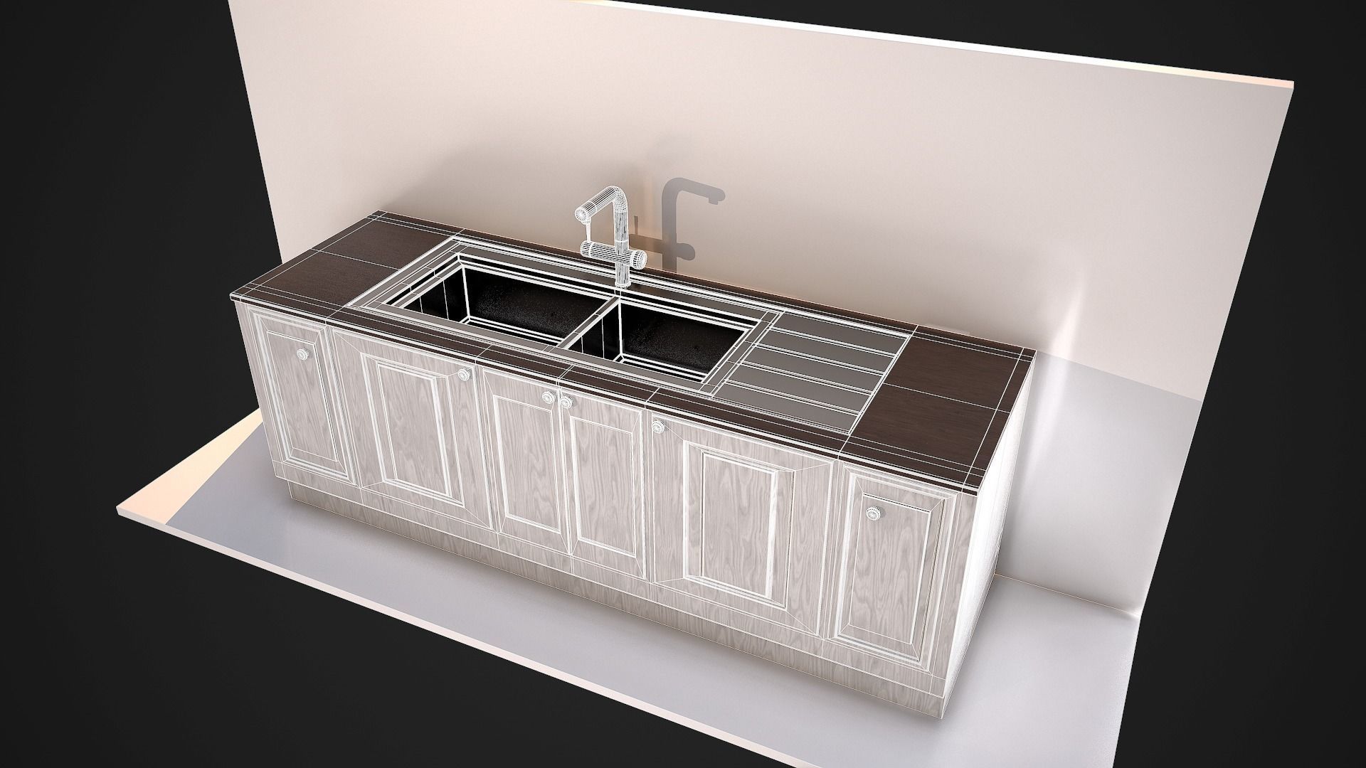 Kitchen Sink Unit - 3 Textured Versions Low-poly 3D model_3