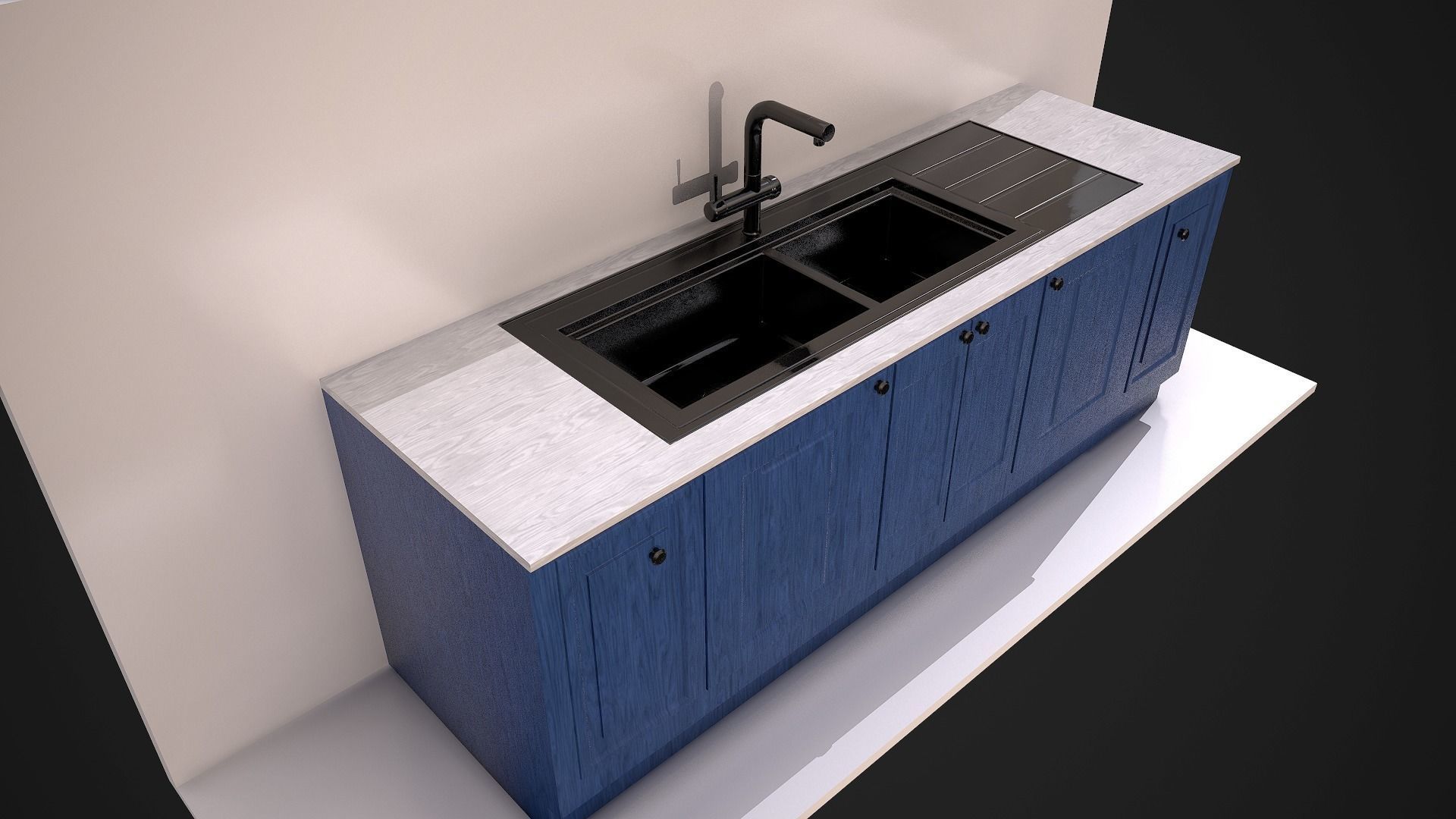 Kitchen Sink Unit - 3 Textured Versions Low-poly 3D model_7