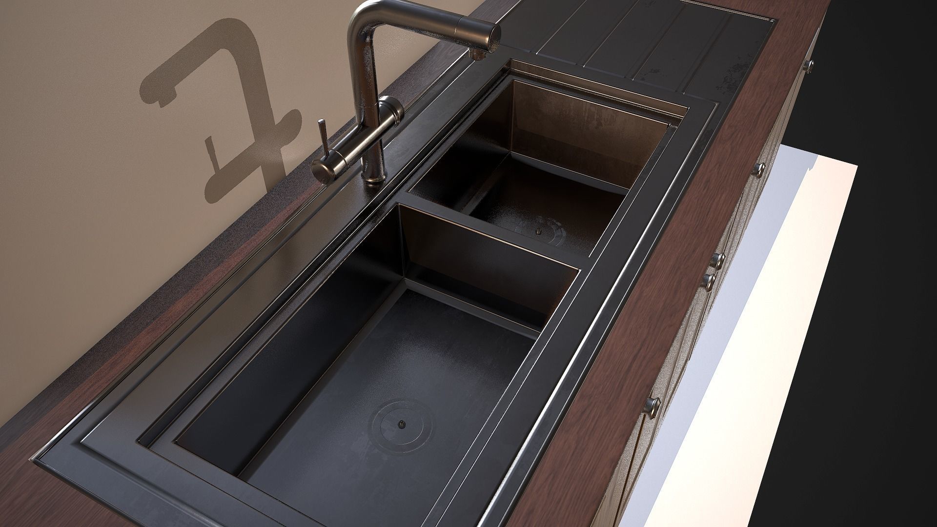 Kitchen Sink Unit - 3 Textured Versions Low-poly 3D model_4