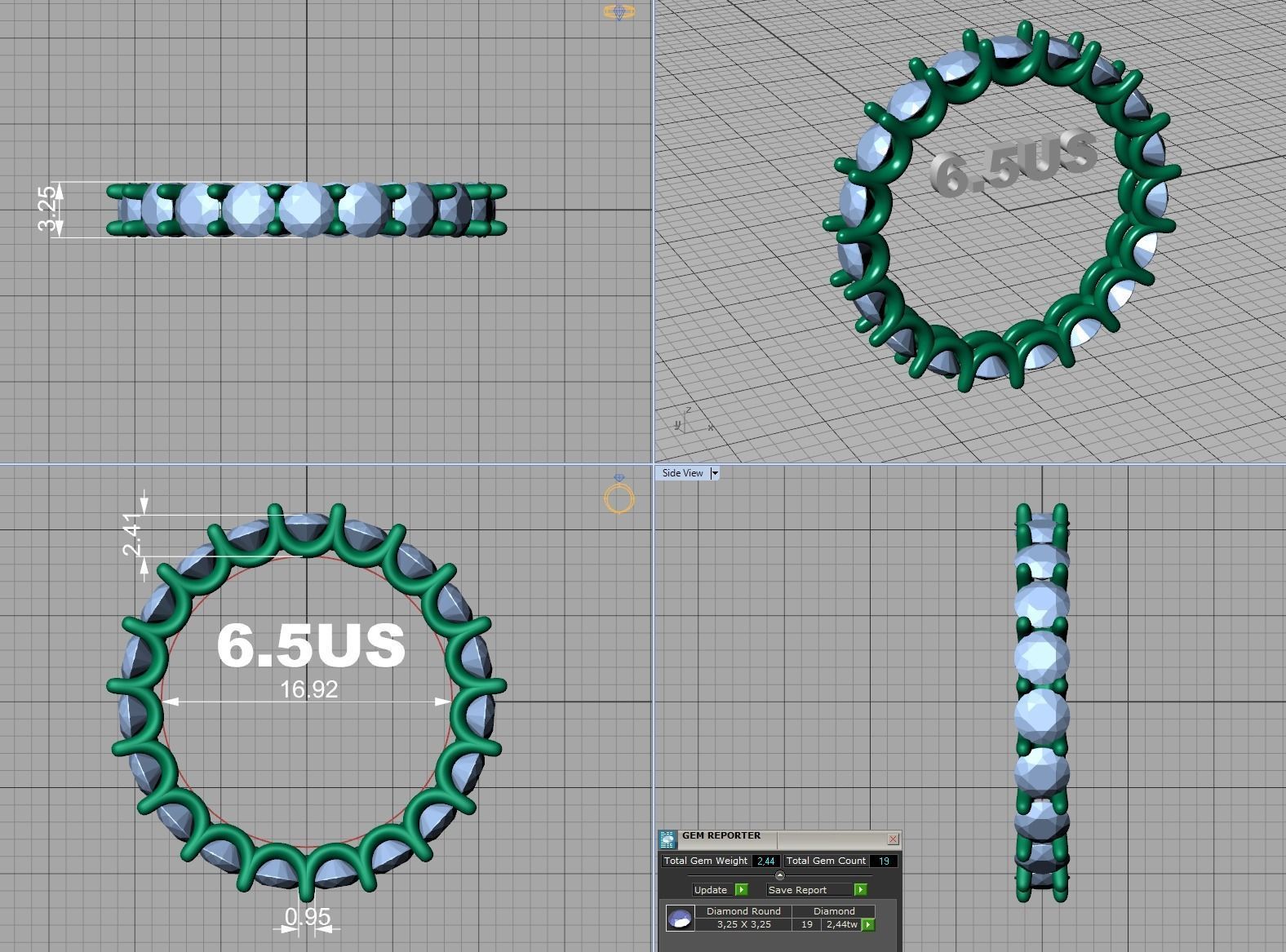 Diamond Eternity Ring 3d model version3 3D print model_9