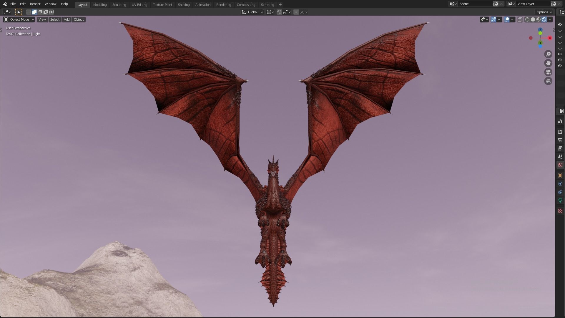 Flying Dragon Model Low-poly 3D model_35