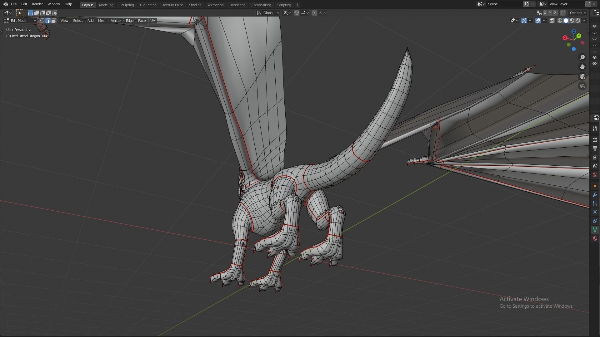 Flying Dragon Model Low-poly 3D model_9