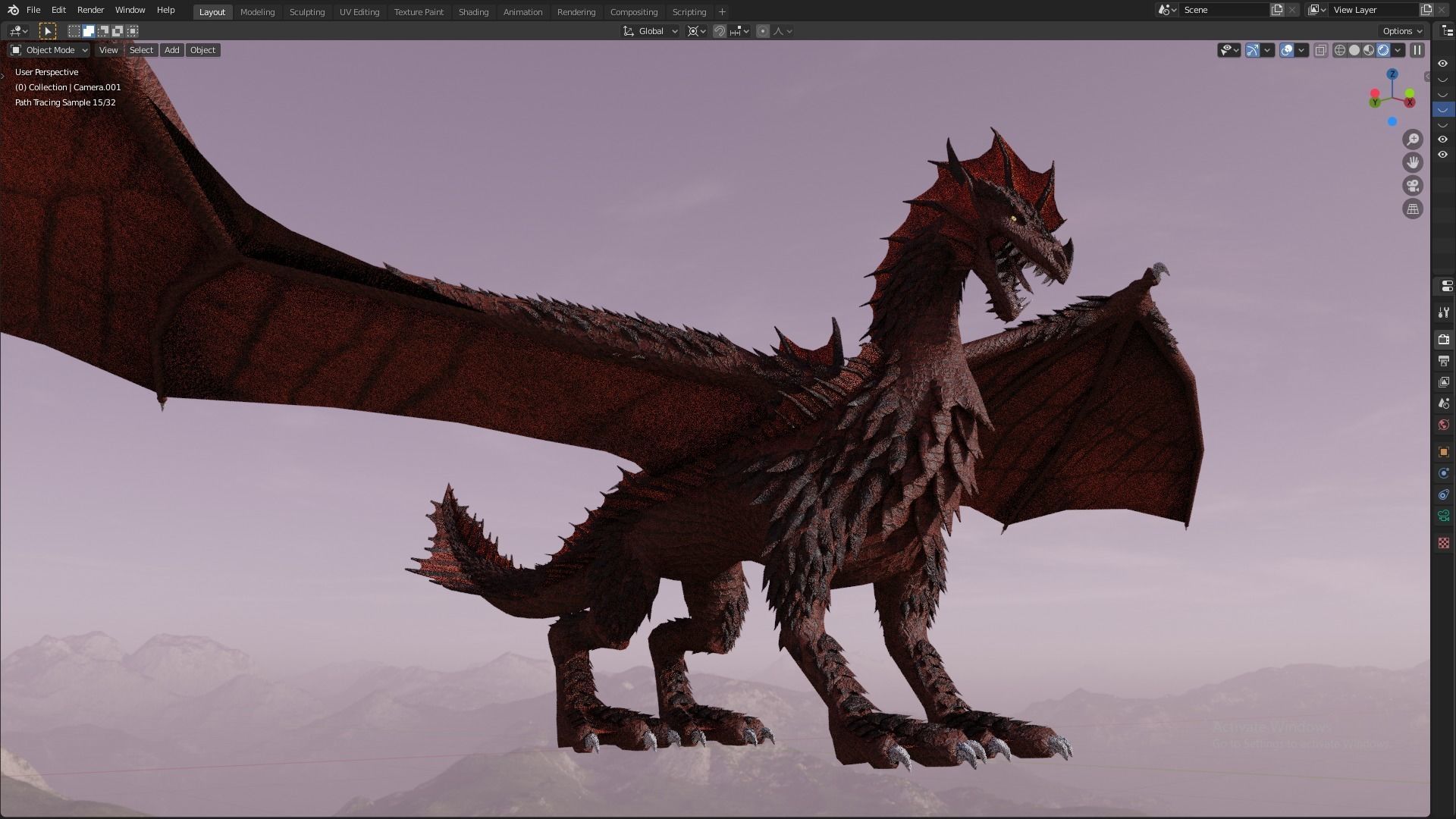 Flying Dragon Model Low-poly 3D model_32