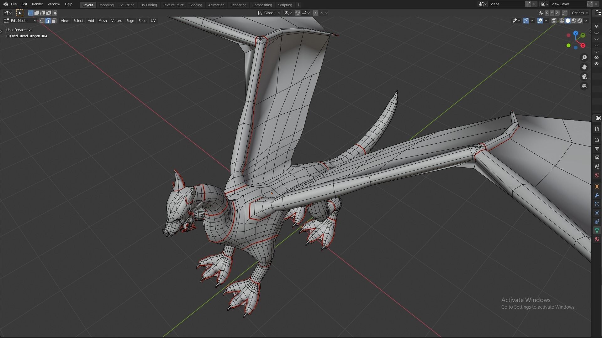 Flying Dragon Model Low-poly 3D model_8