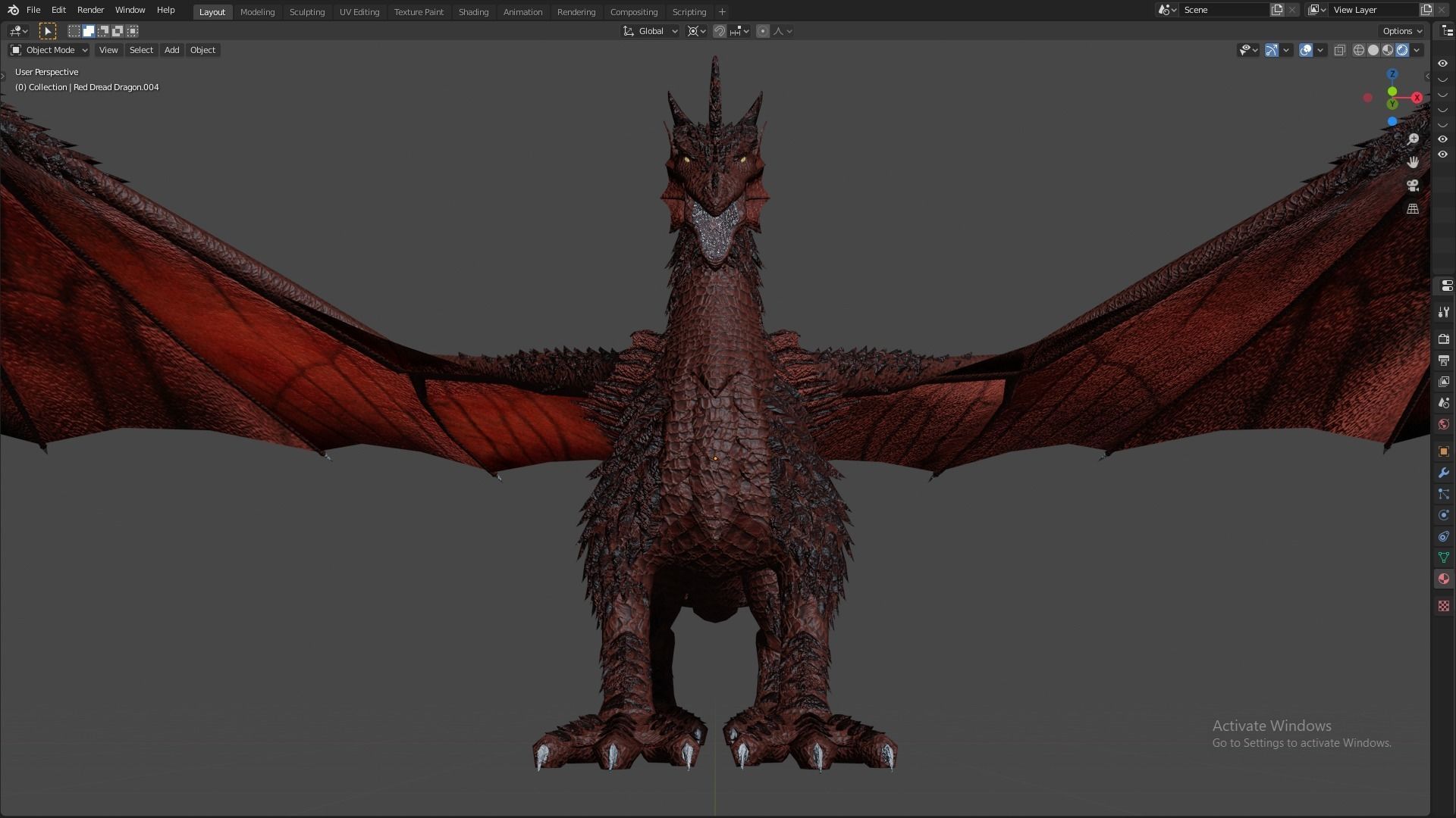 Flying Dragon Model Low-poly 3D model_26