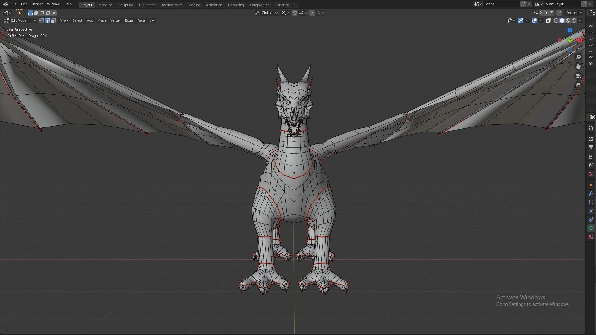 Flying Dragon Model Low-poly 3D model_6