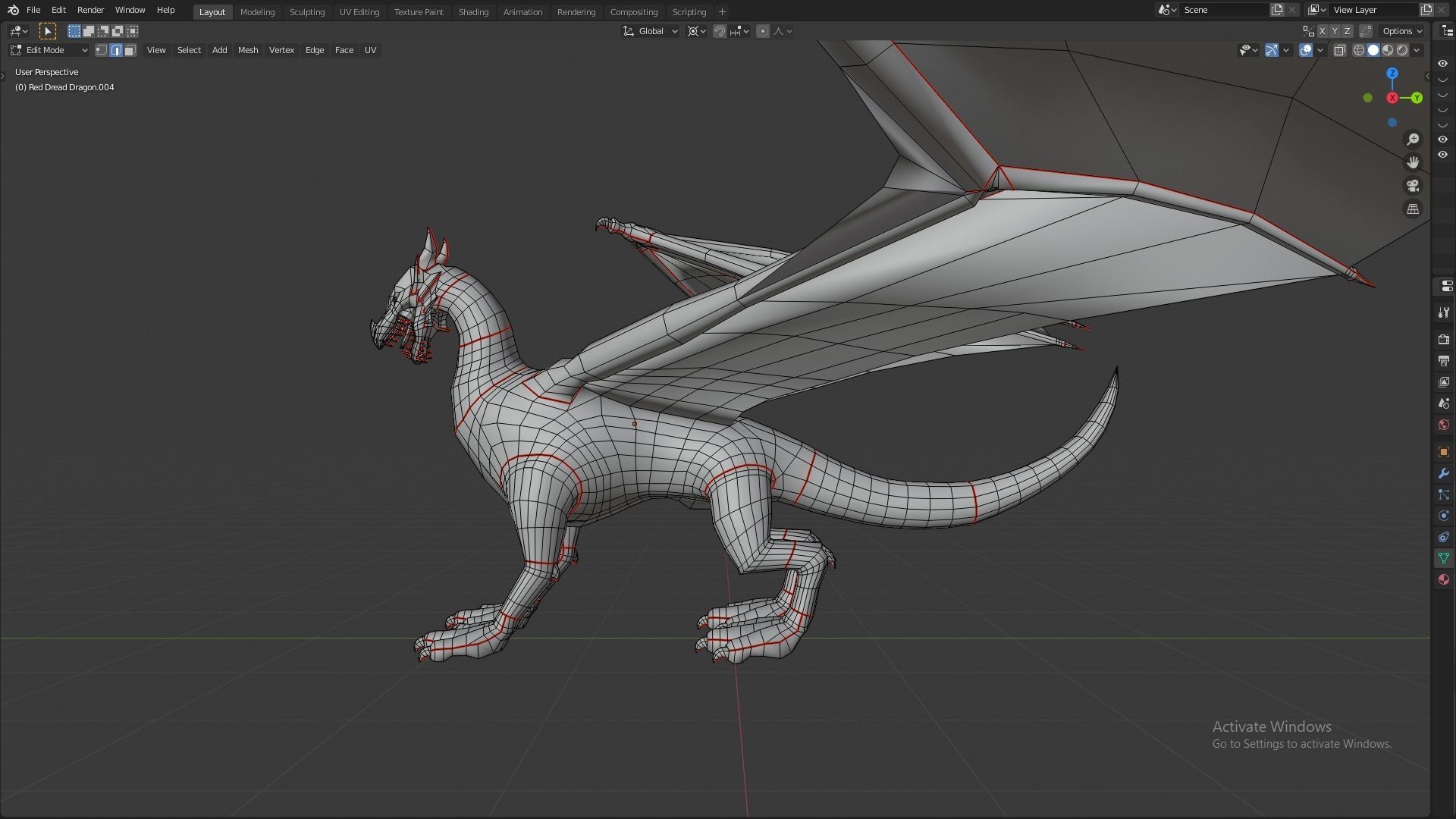 Flying Dragon Model Low-poly 3D model_7