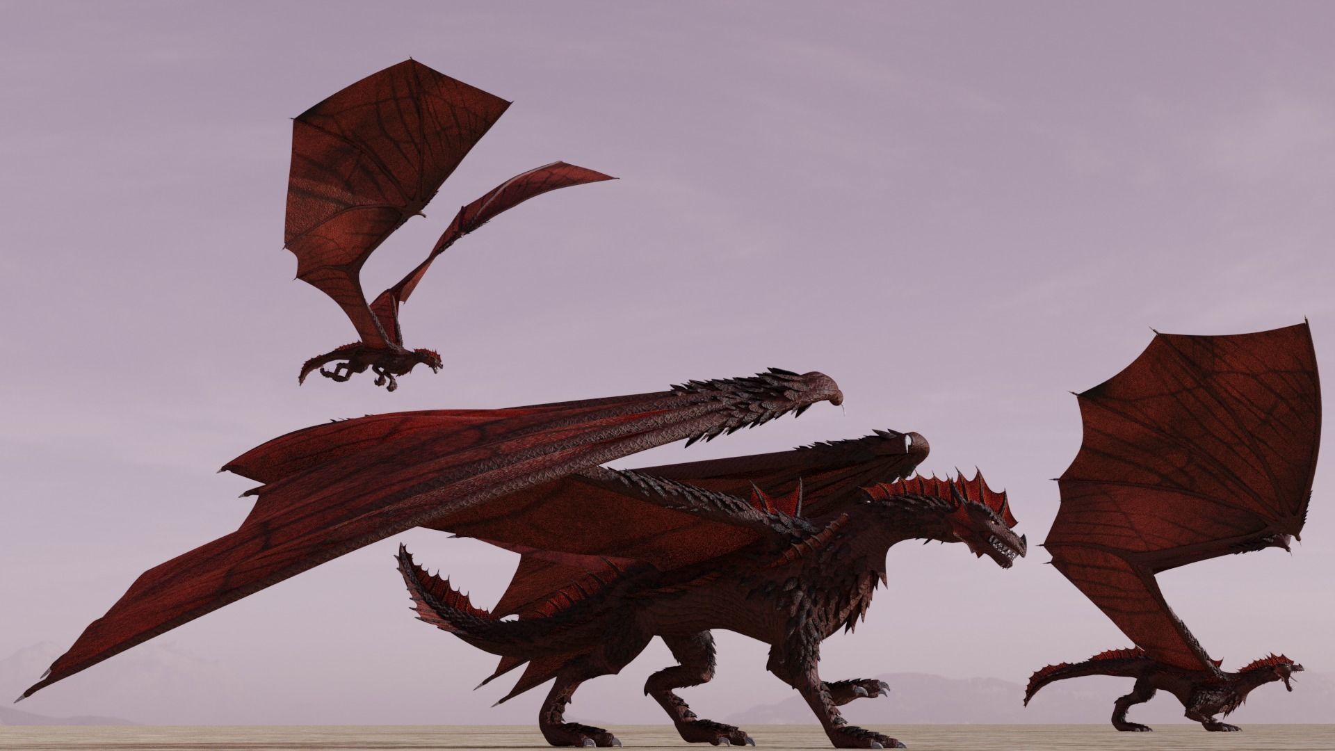 Flying Dragon Model Low-poly 3D model_5