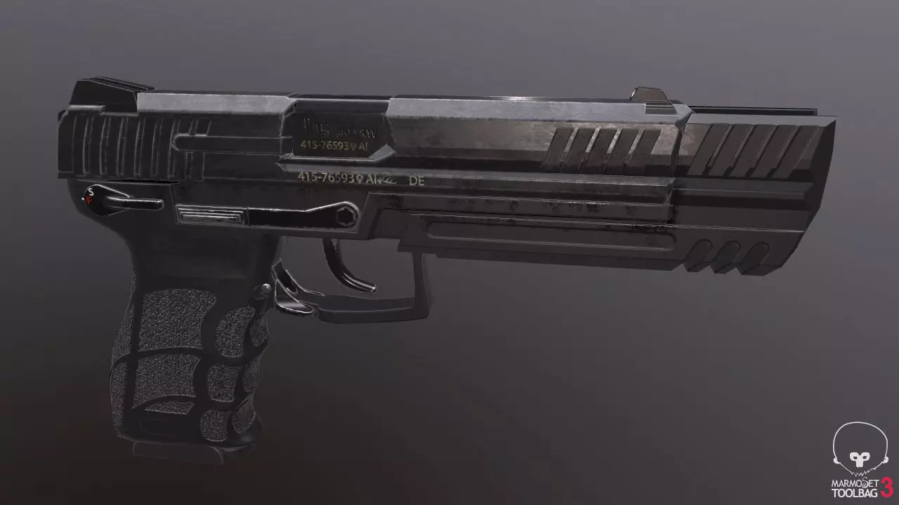 HK P30L Pistol with Matchweight Low-poly 3D model_0