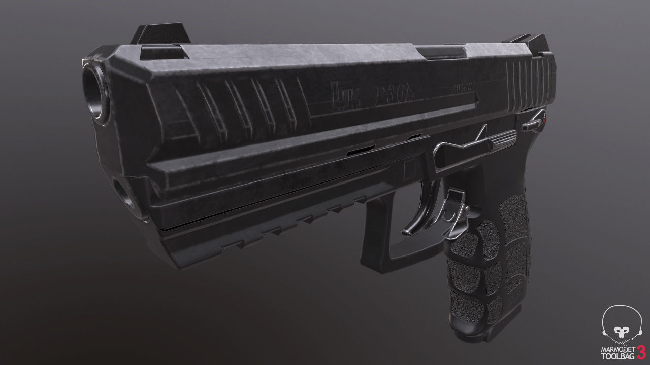 HK P30L Pistol with Matchweight Low-poly 3D model_2