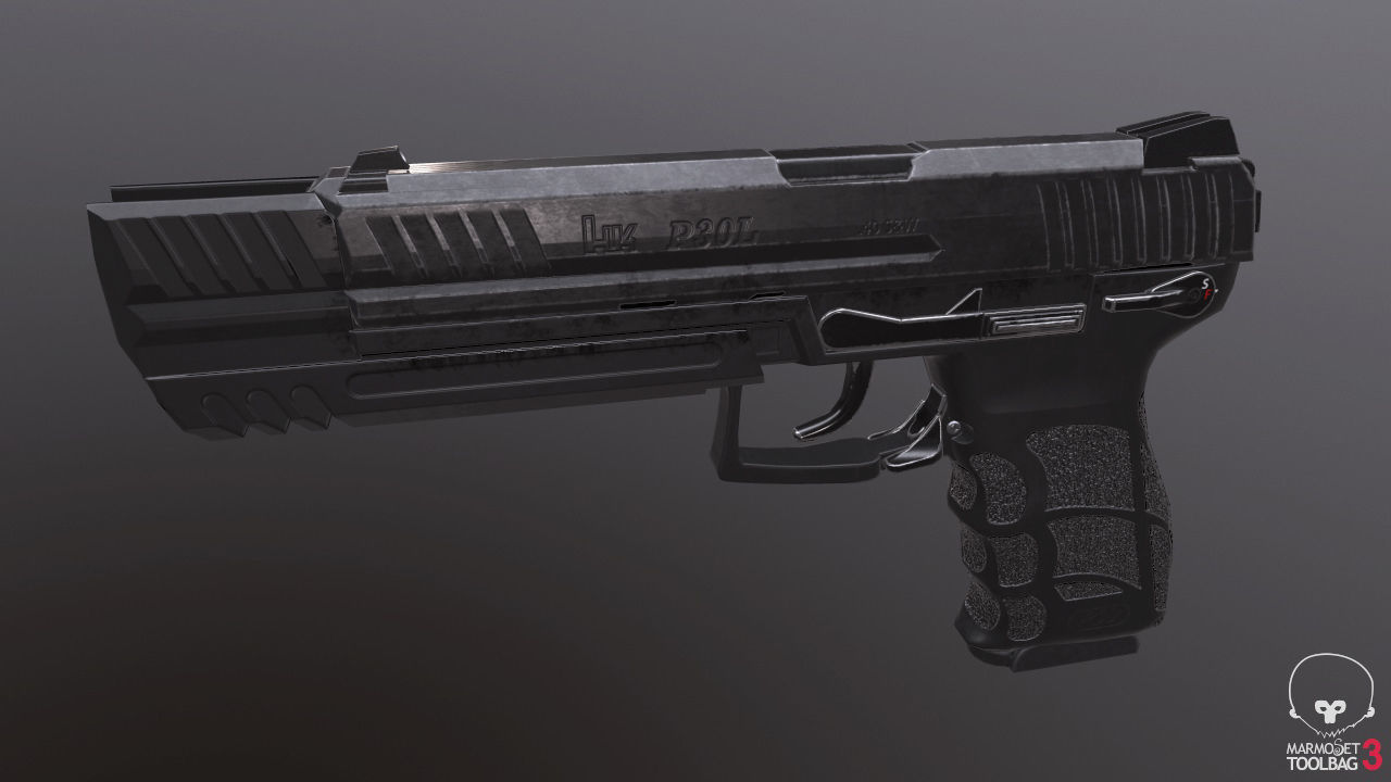 HK P30L Pistol with Matchweight Low-poly 3D model_1