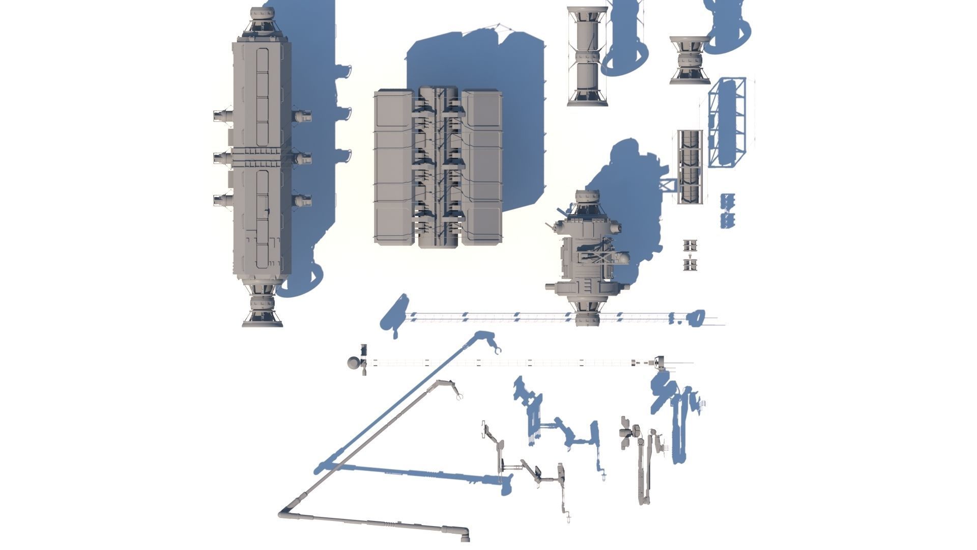Sci Fi Space Station Set 3D model_2