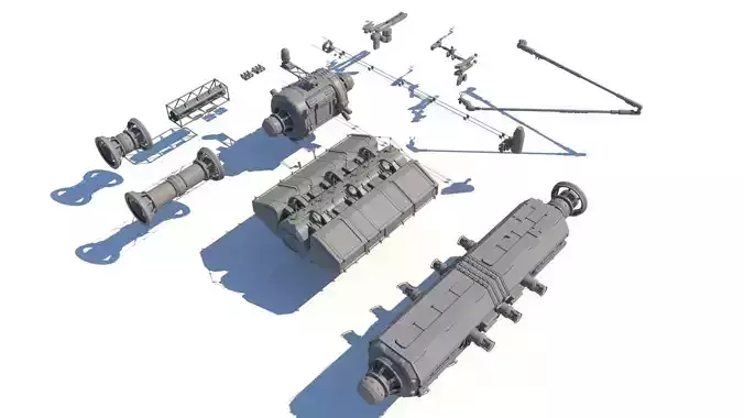Sci Fi Space Station Set 3D model