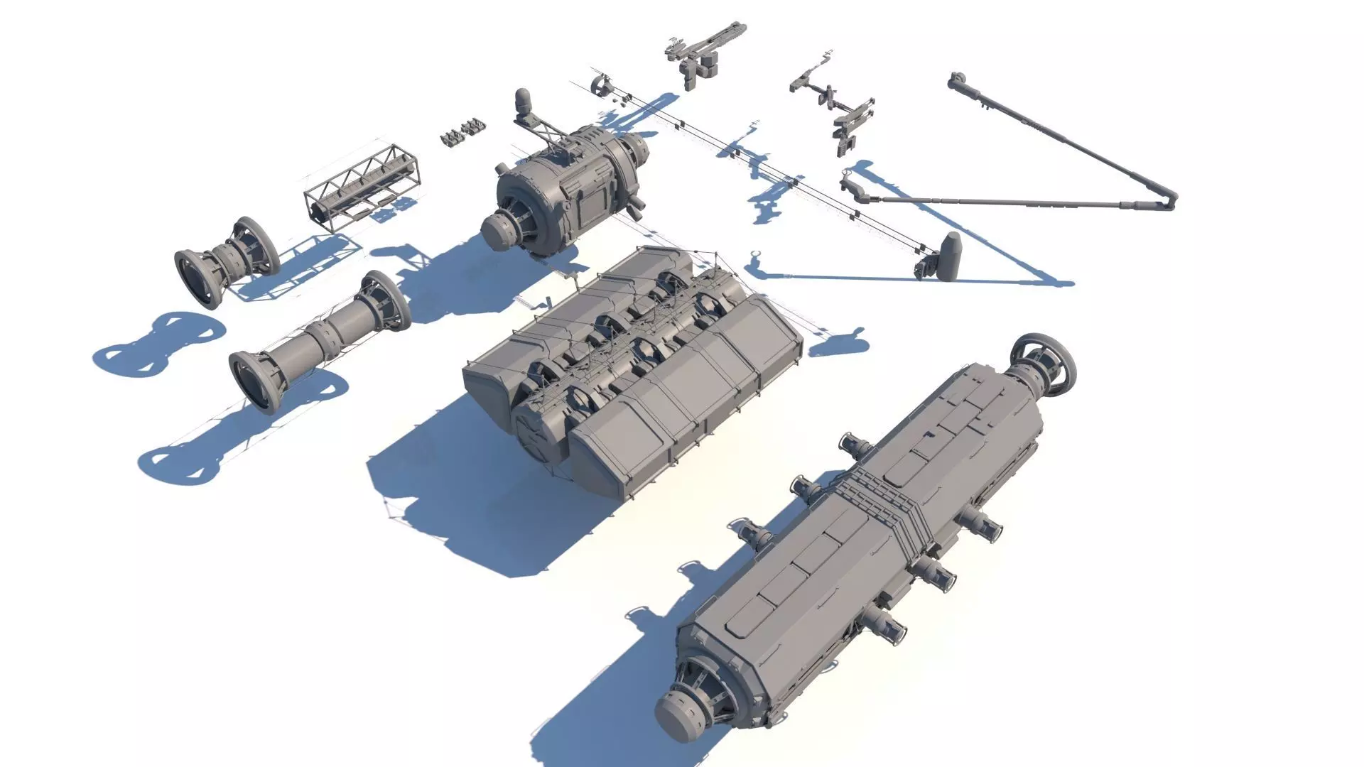 Sci Fi Space Station Set 3D model_0