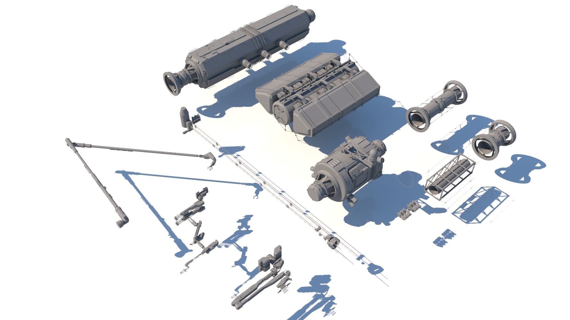 Sci Fi Space Station Set 3D model_1