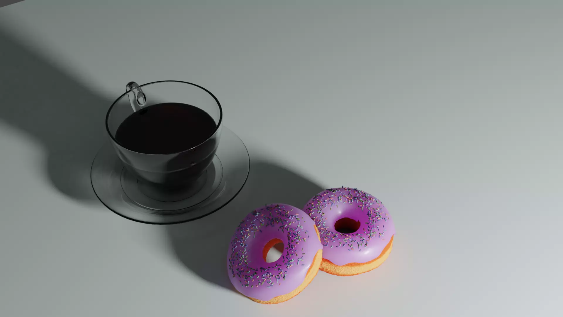 Donuts and Coffee from tutorial by Blender Guru Free 3D model