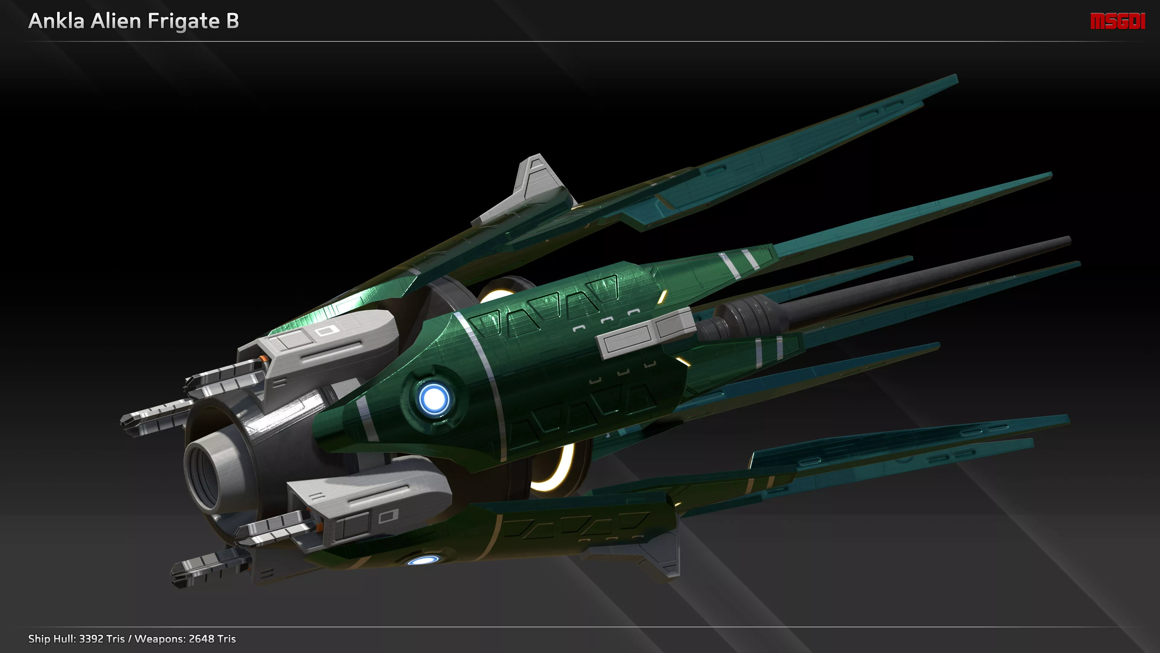 Ankla Alien Frigate B Low-poly 3D model