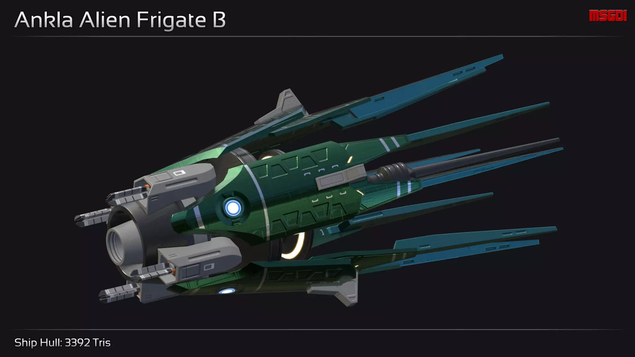 Ankla Alien Frigate B Low-poly 3D model