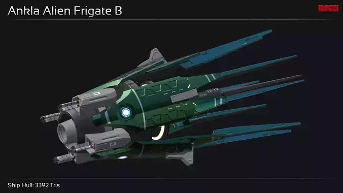 Ankla Alien Frigate B Low-poly 3D model