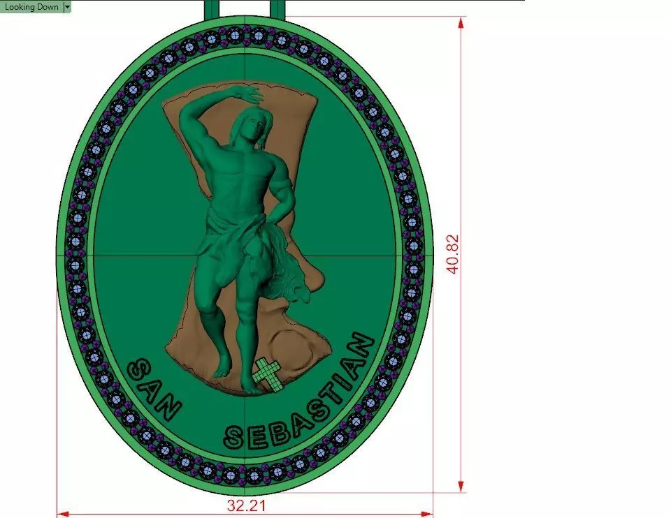 Saint Sebastian Medal 3D print model 3D model_0