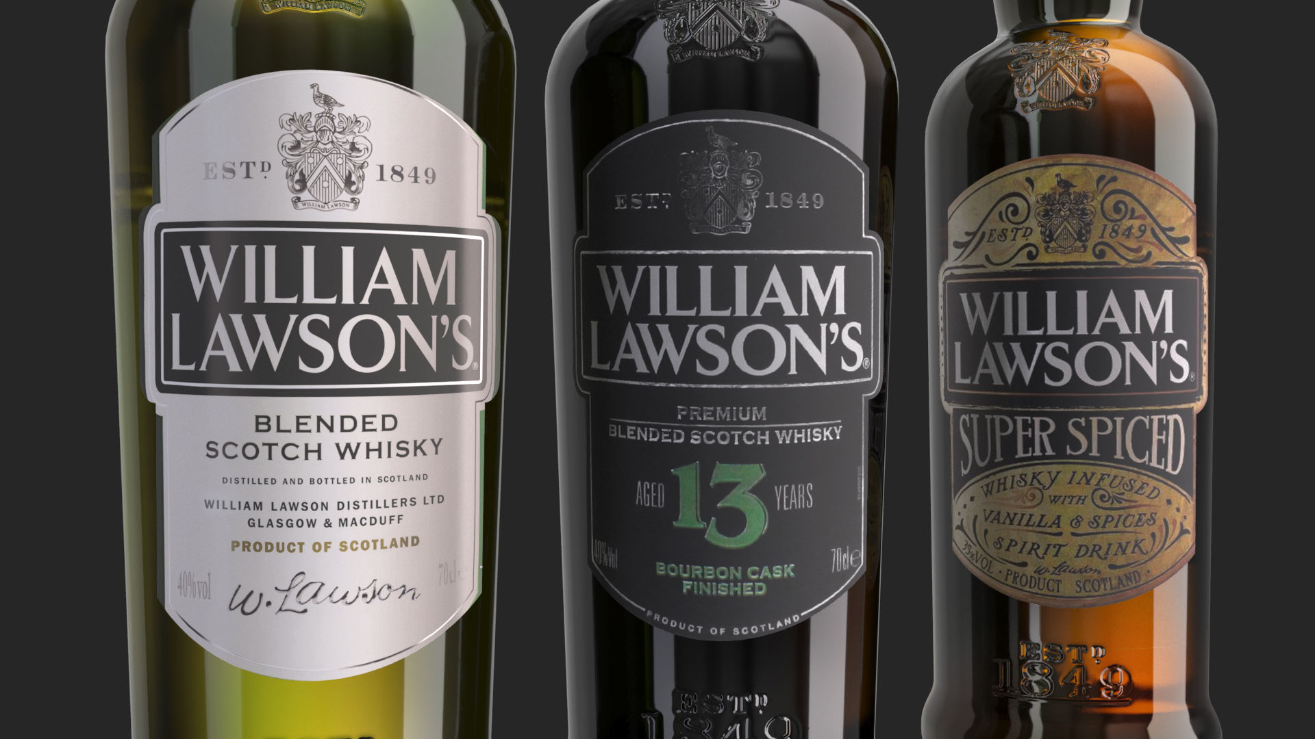 William Lawsons 13 Super Spiced whisky bottles 3D model | CGTrader