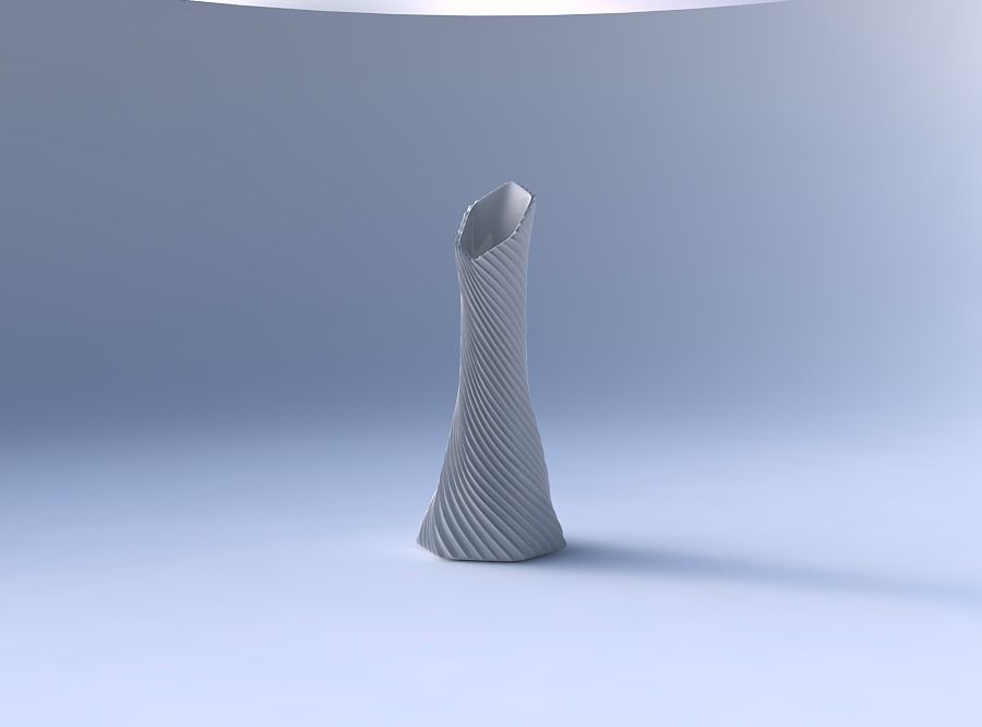 Vase twisted squeezed and bent hexagon with bent extruded lines 3D print model_4