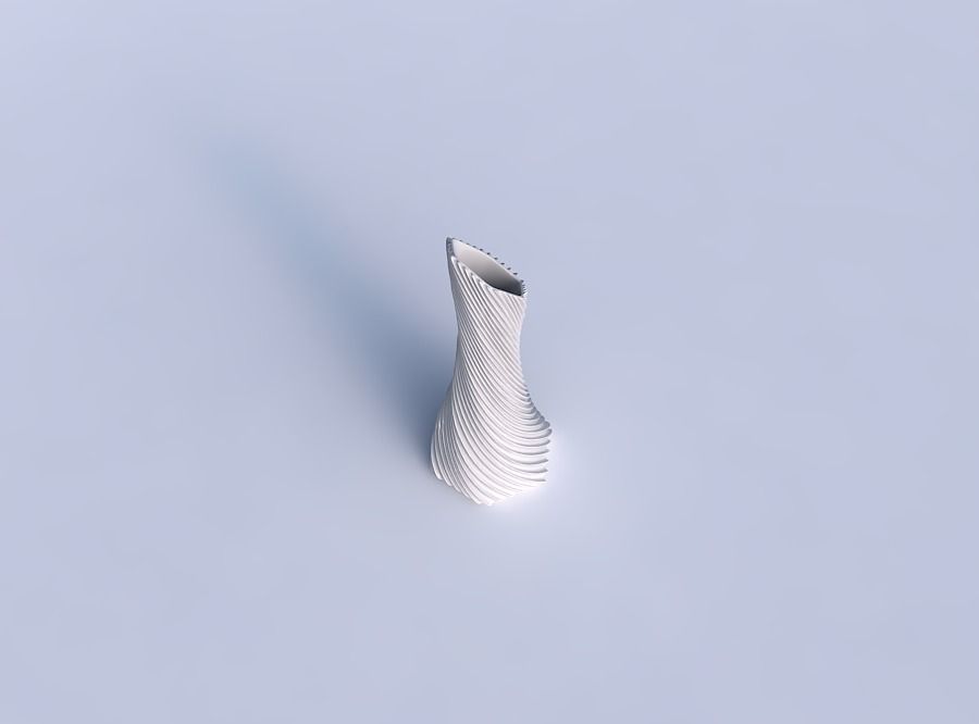 Vase twisted squeezed and bent hexagon with bent extruded lines 3D print model_1