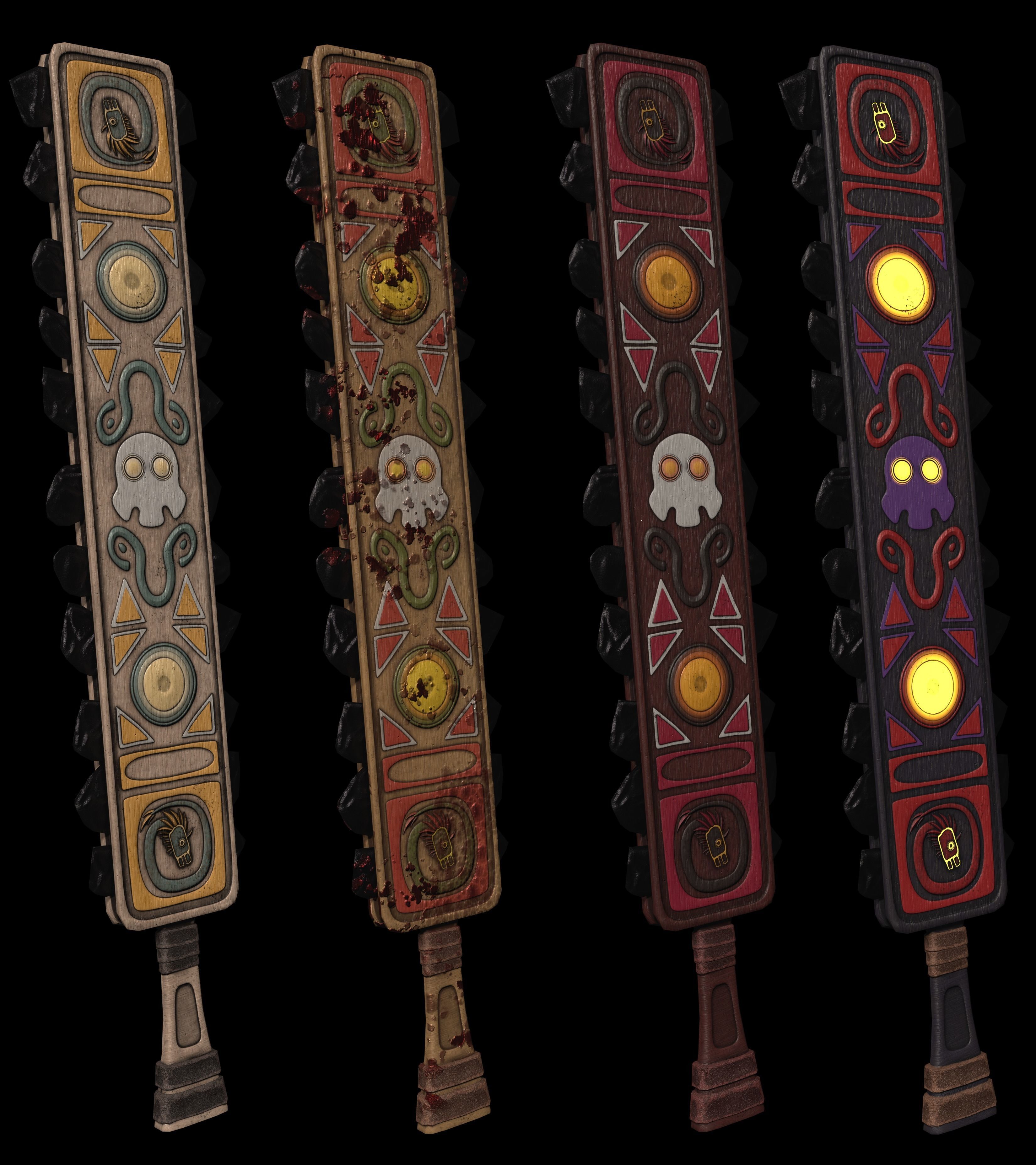 Aztec Weapon Pack Low-poly 3D model_3