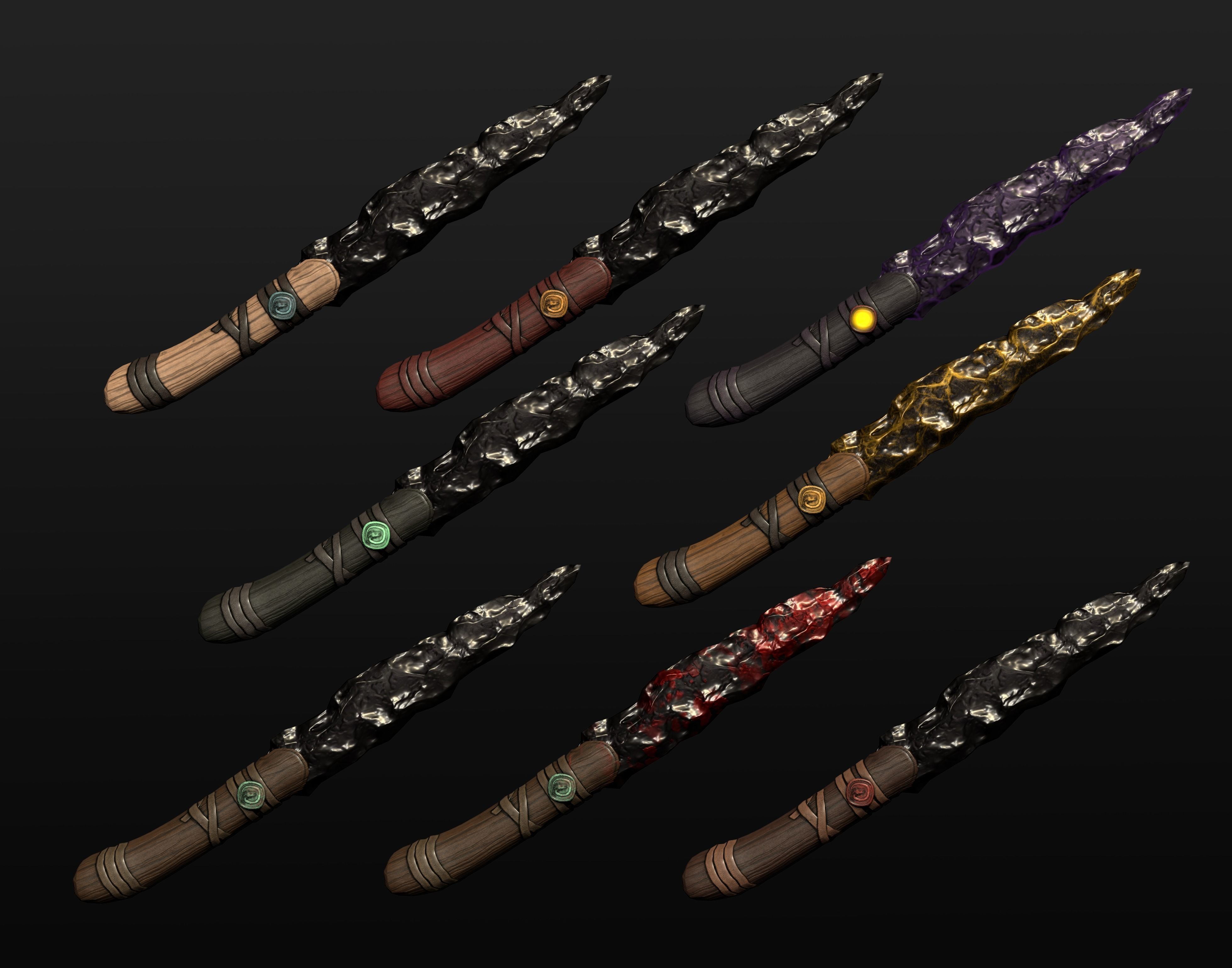 Aztec Weapon Pack Low-poly 3D model_6