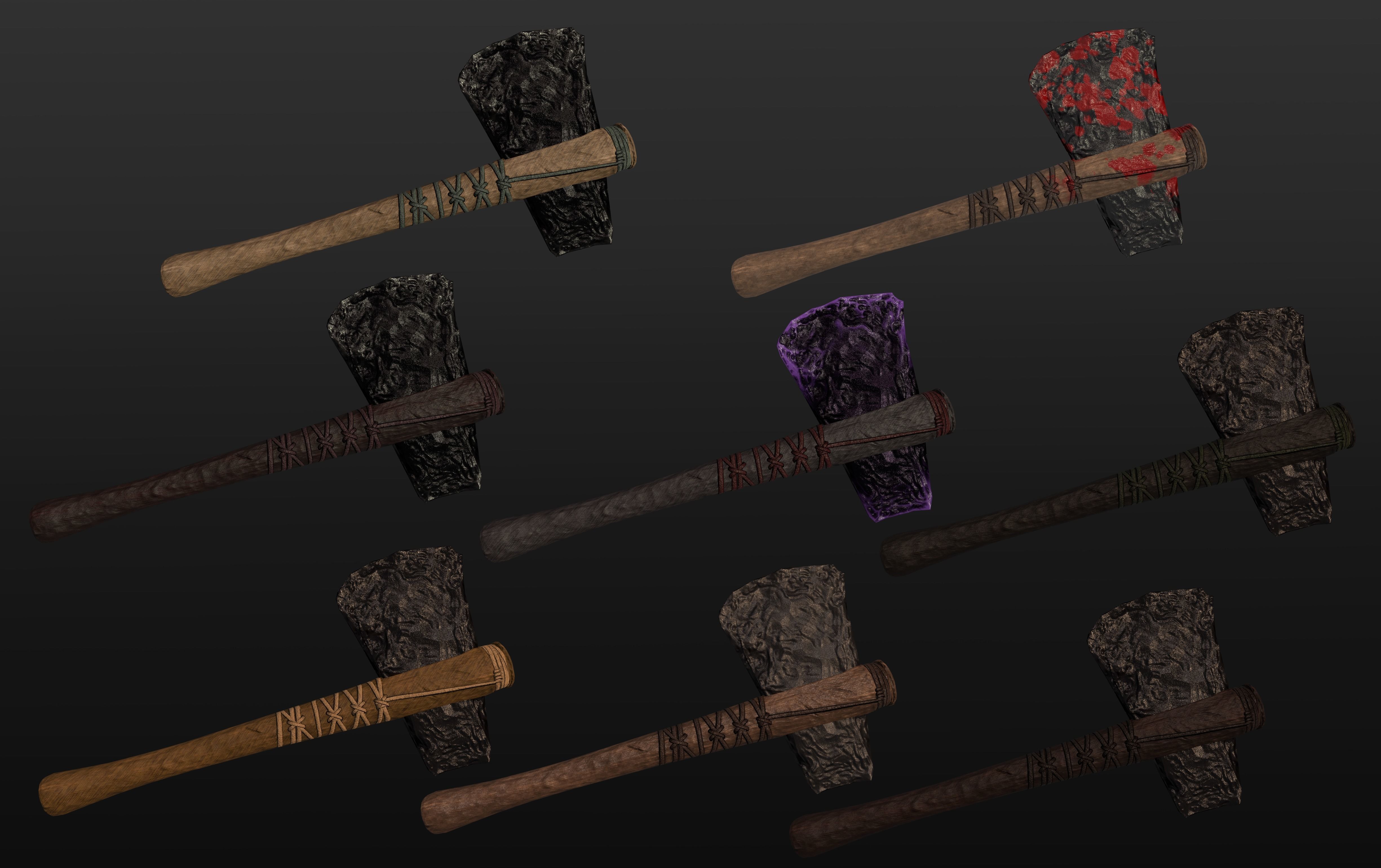 Aztec Weapon Pack Low-poly 3D model_5