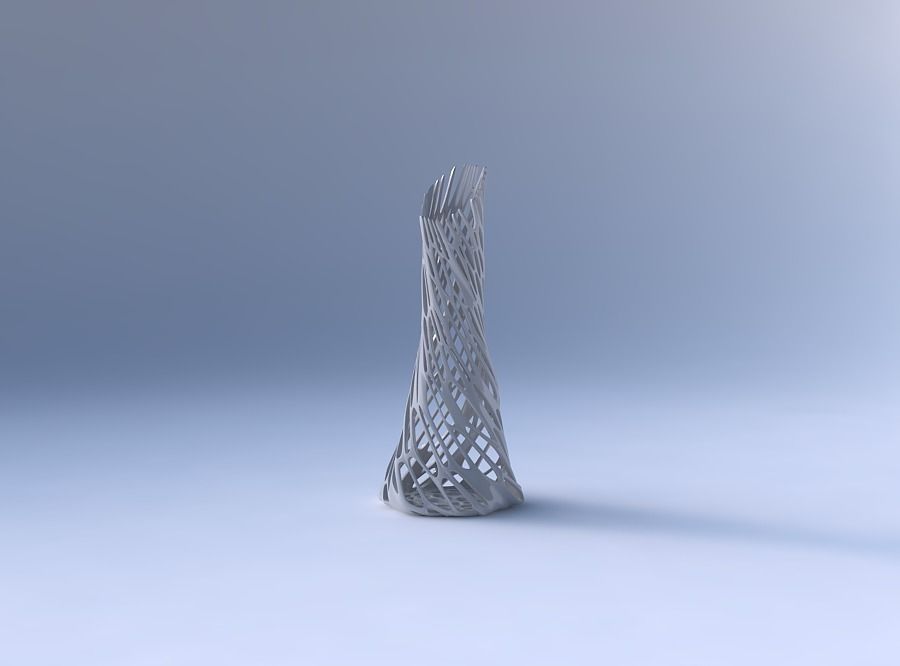 Vase twisted squeezed and bent hexagon with cracked and twist... 3D print model_4