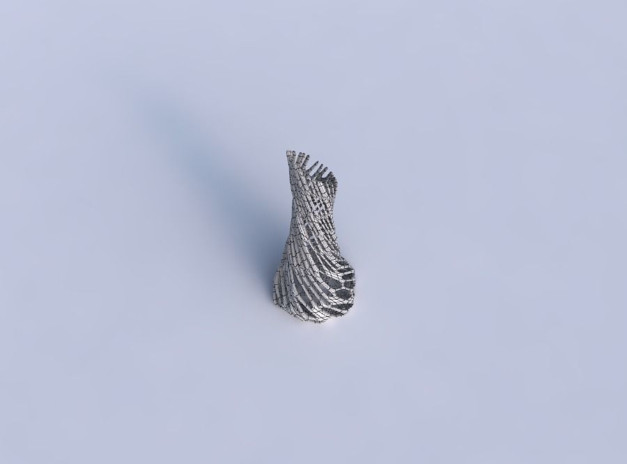 Vase twisted squeezed and bent hexagon with cracked and twist... 3D print model_6