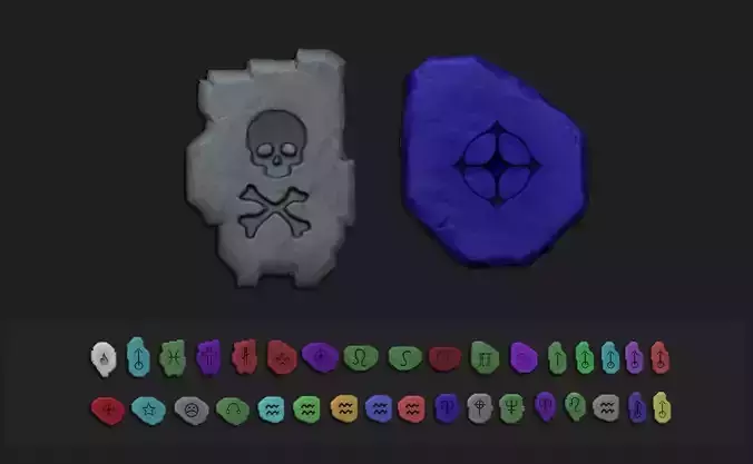 Tibia Runes PACK - All Runes CGI and Printable 3D print model