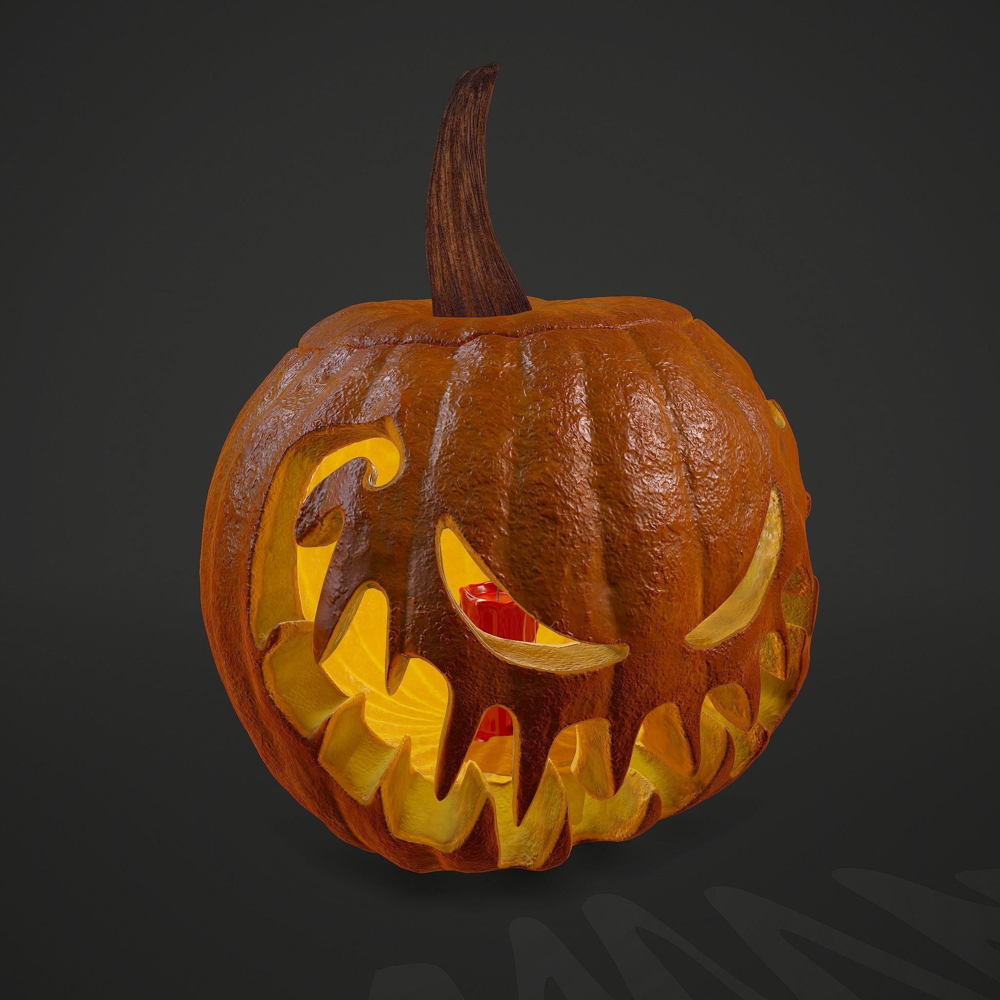 Jack-o-lantern Sinister Smile 3D model_7