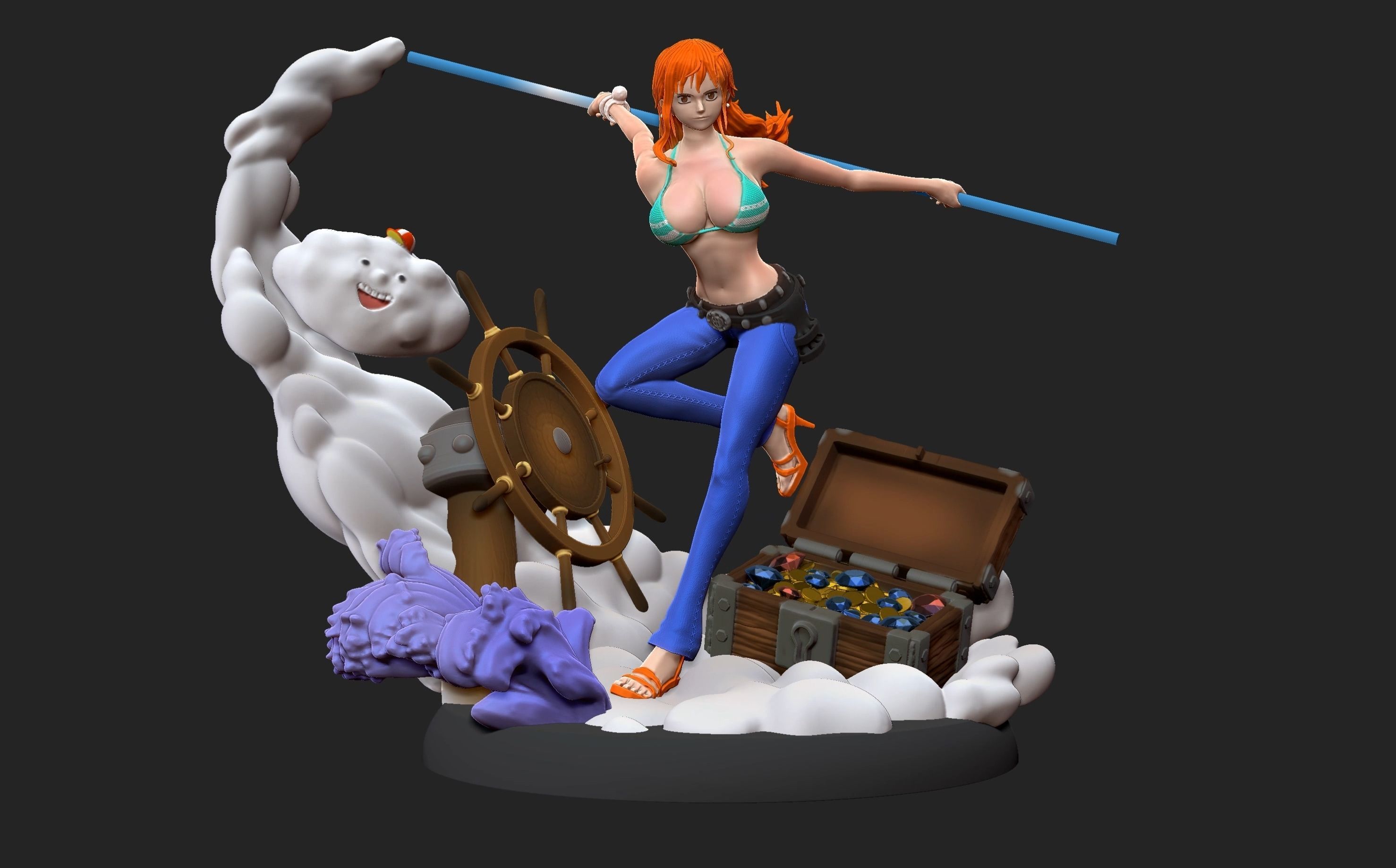 Nami One Piece 3d Print statue 3D print model_16
