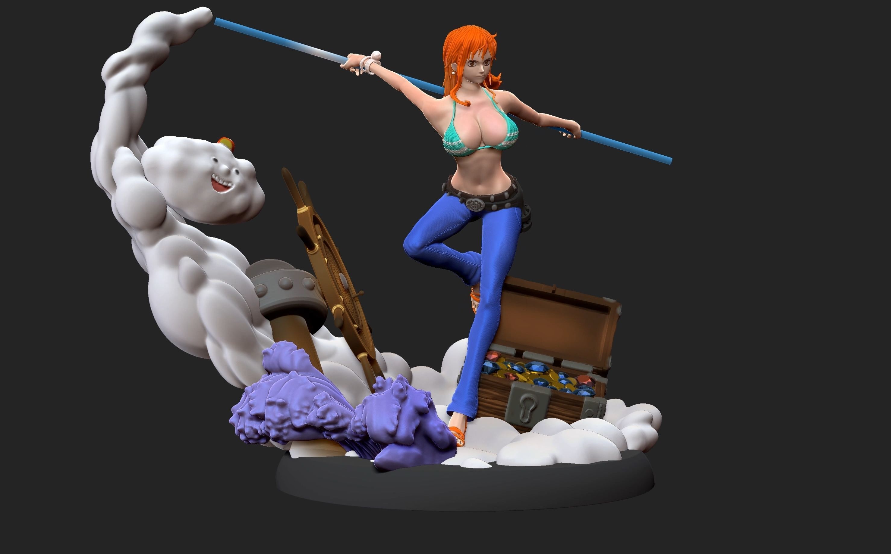 Nami One Piece 3d Print statue 3D print model_15