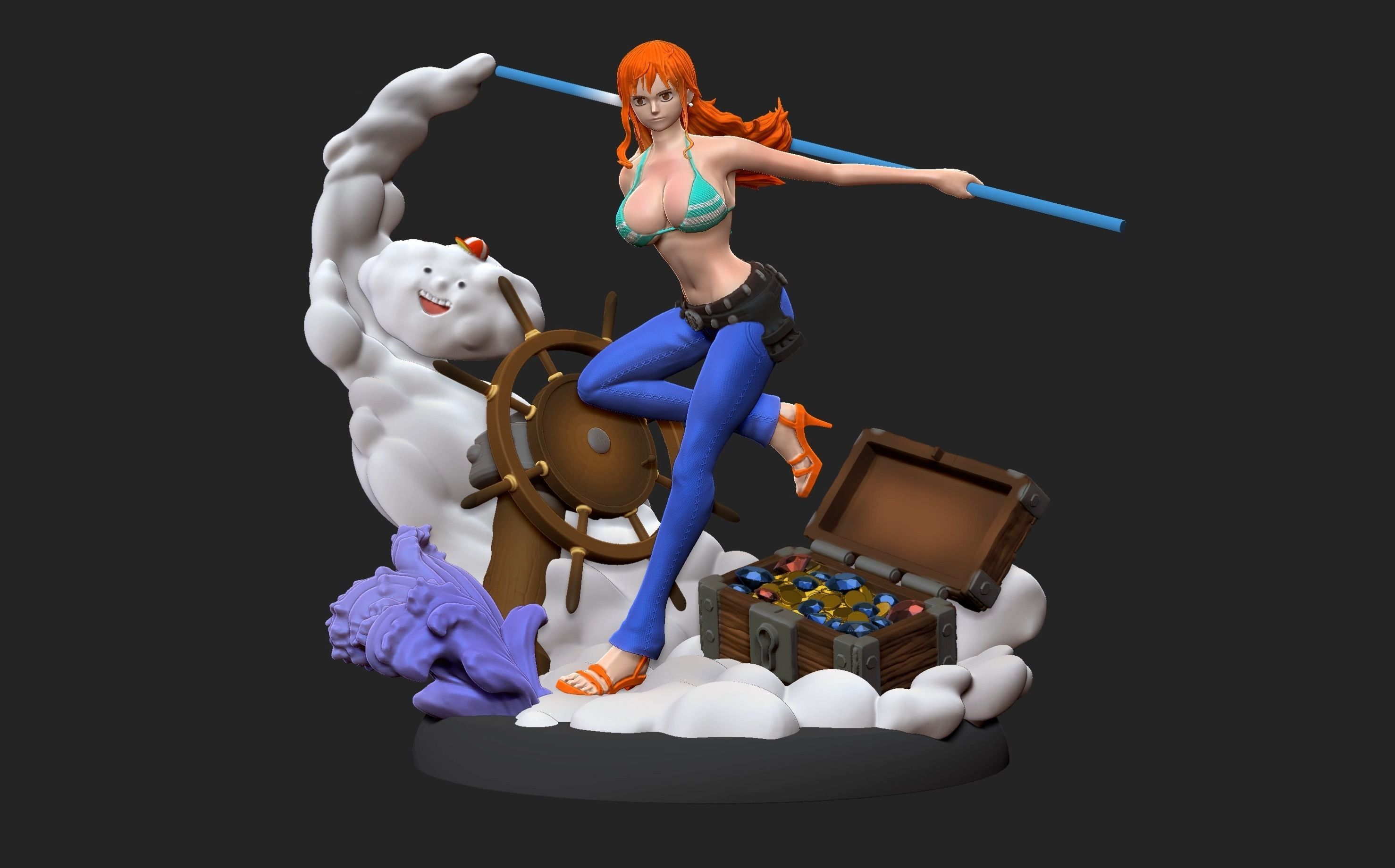 Nami One Piece 3d Print statue 3D print model_17