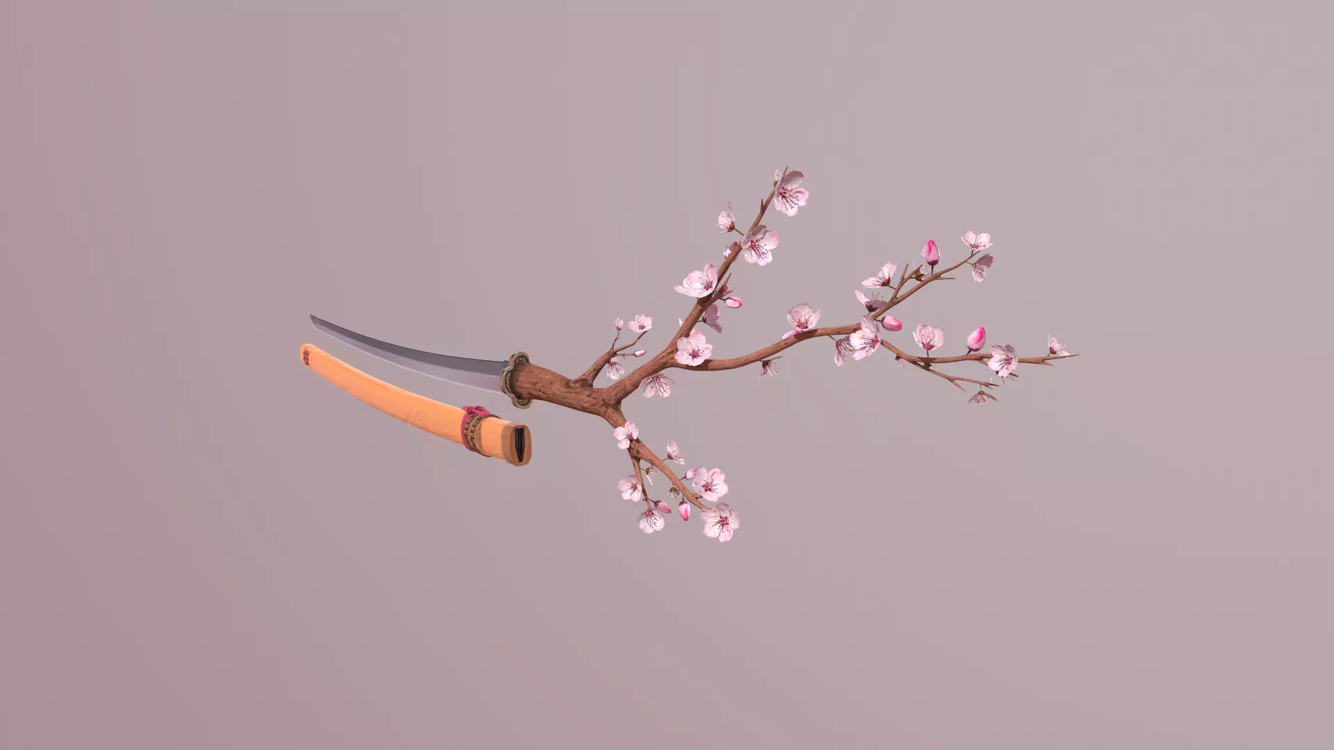 Katana Sakura Free low-poly 3D model_0