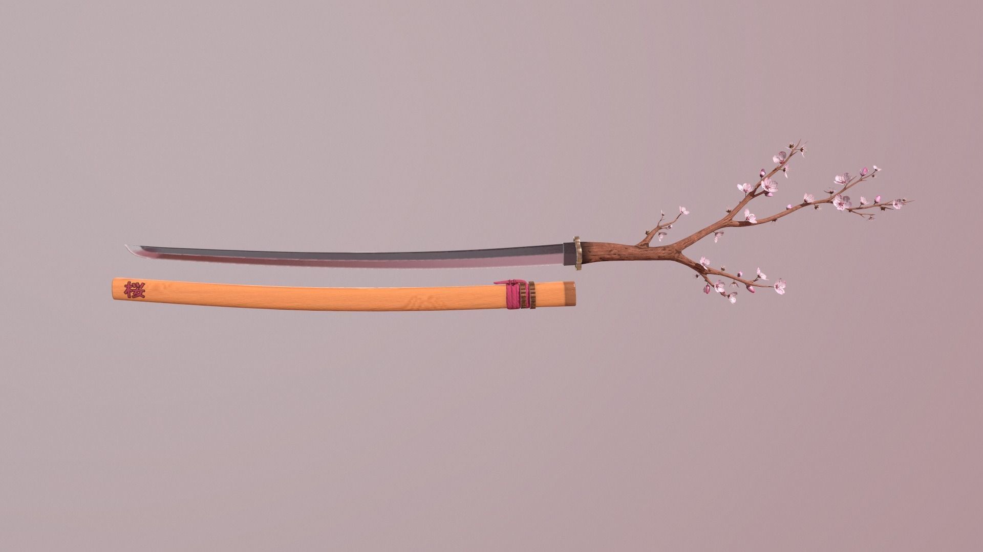 Katana Sakura Free low-poly 3D model_4