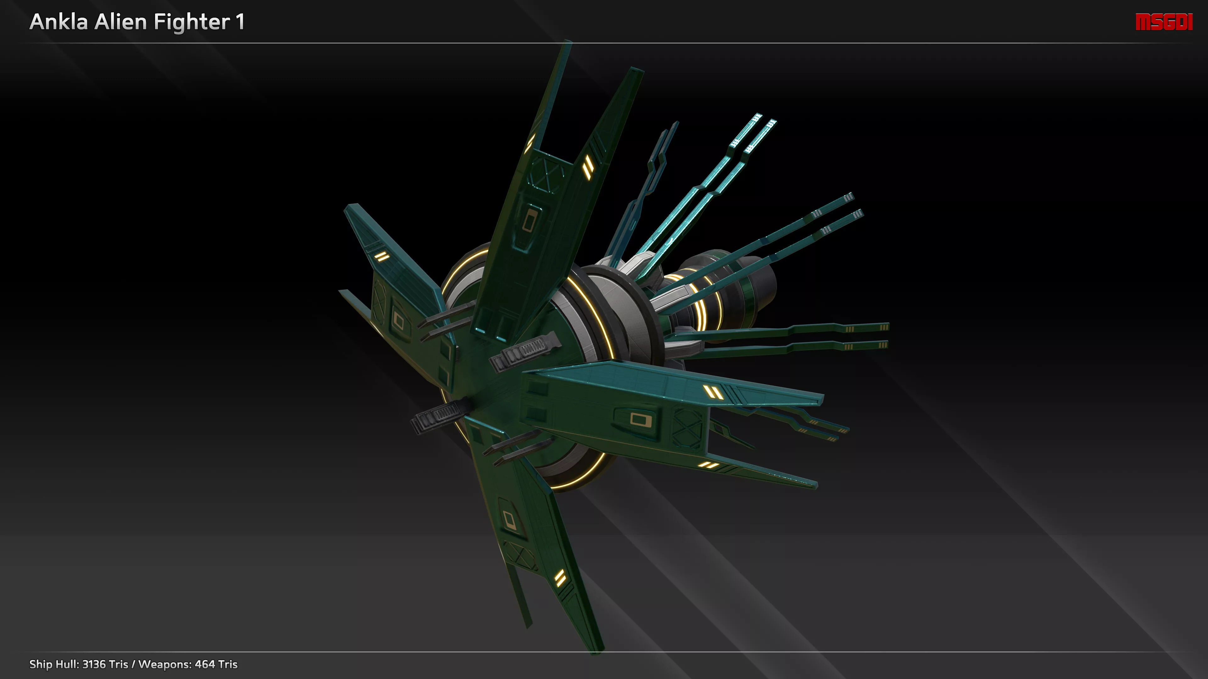 Ankla Alien Modular Fighter Kit Low-poly 3D model