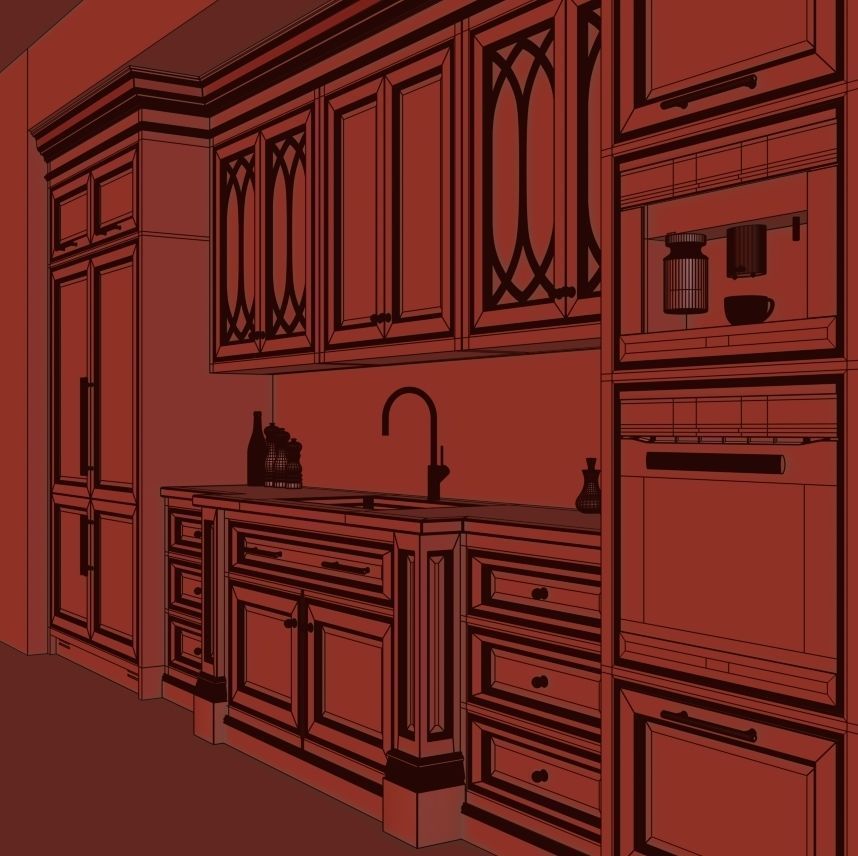 Classic kitchen 2 3D model_16