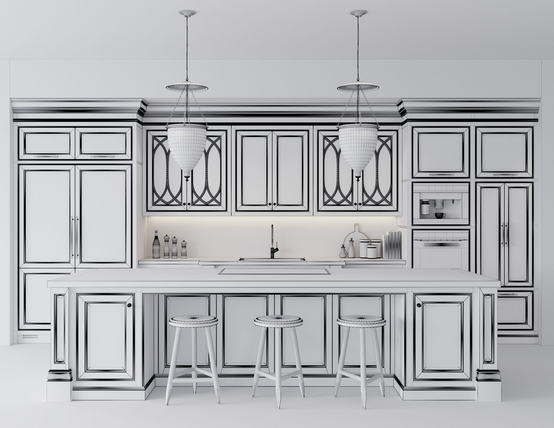 Classic kitchen 2 3D model_11