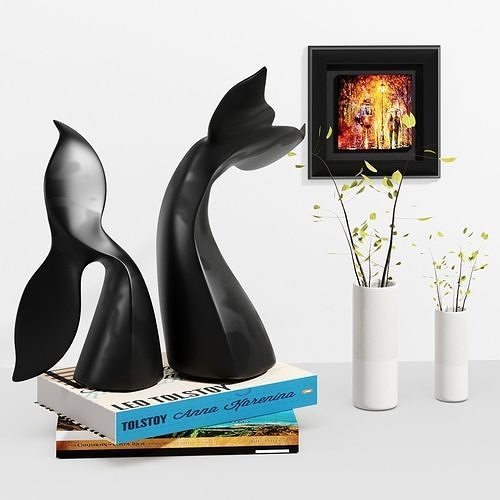 Decor Set No1 - by 2 Piece Black Menendez Whale 3D model