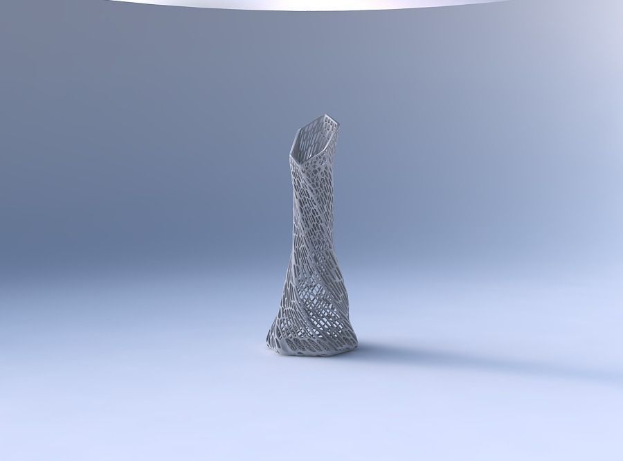 Vase twisted squeezed and bent hexagon with dense twisted org... 3D print model_4
