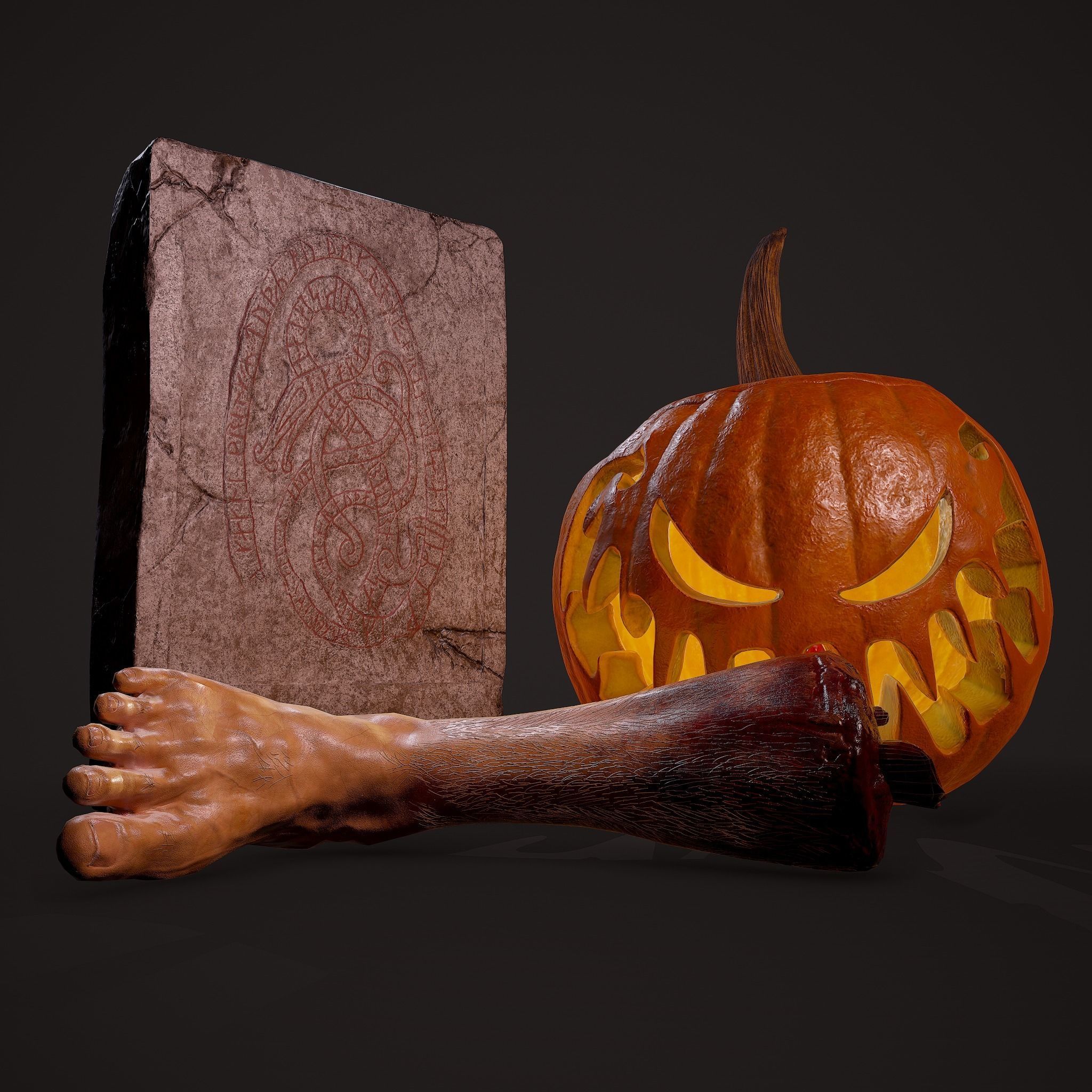 Halloween Props 3 Pack Horror Props 3D Model Collection_6