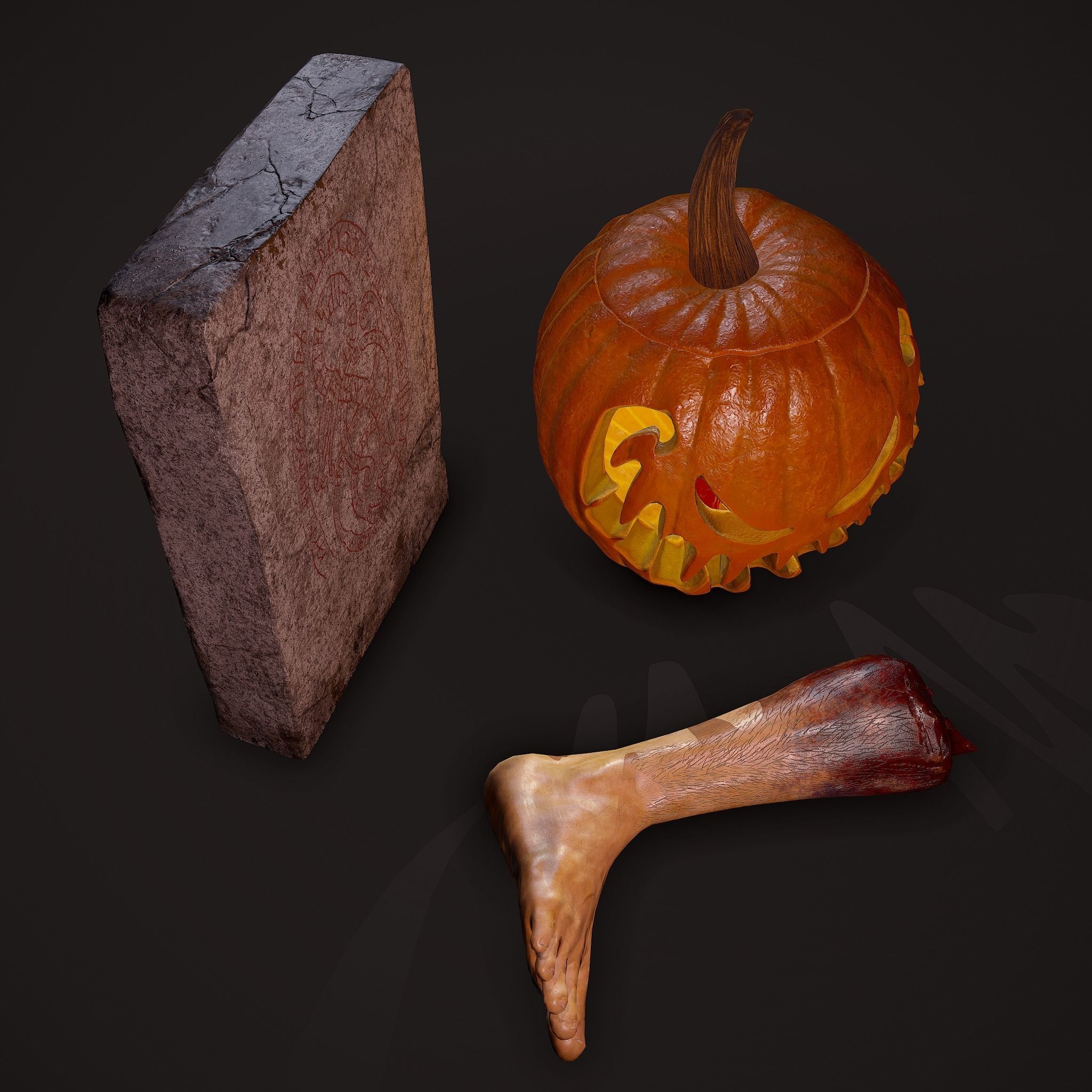 Halloween Props 3 Pack Horror Props 3D Model Collection_7