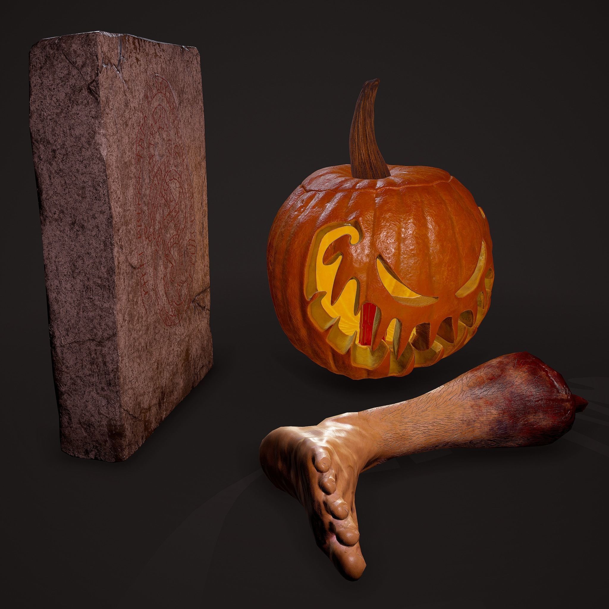 Halloween Props 3 Pack Horror Props 3D Model Collection_10