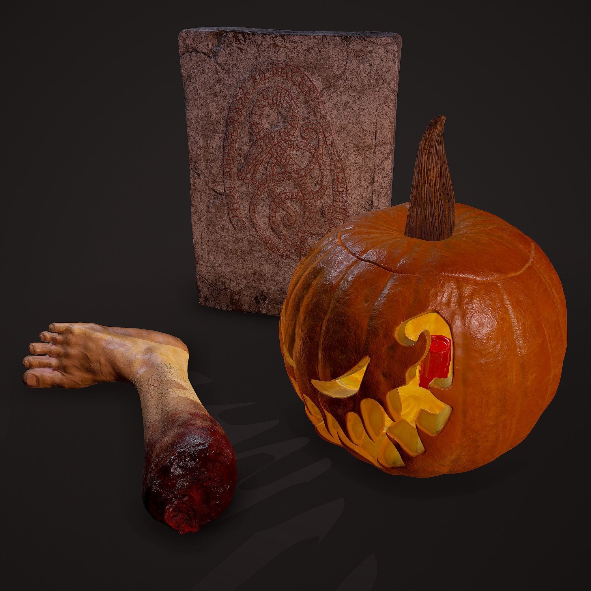Halloween Props 3 Pack Horror Props 3D Model Collection_9
