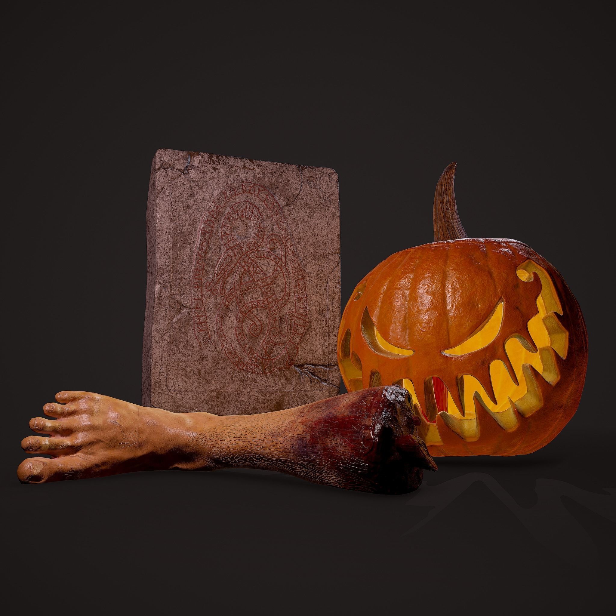 Halloween Props 3 Pack Horror Props 3D Model Collection_12