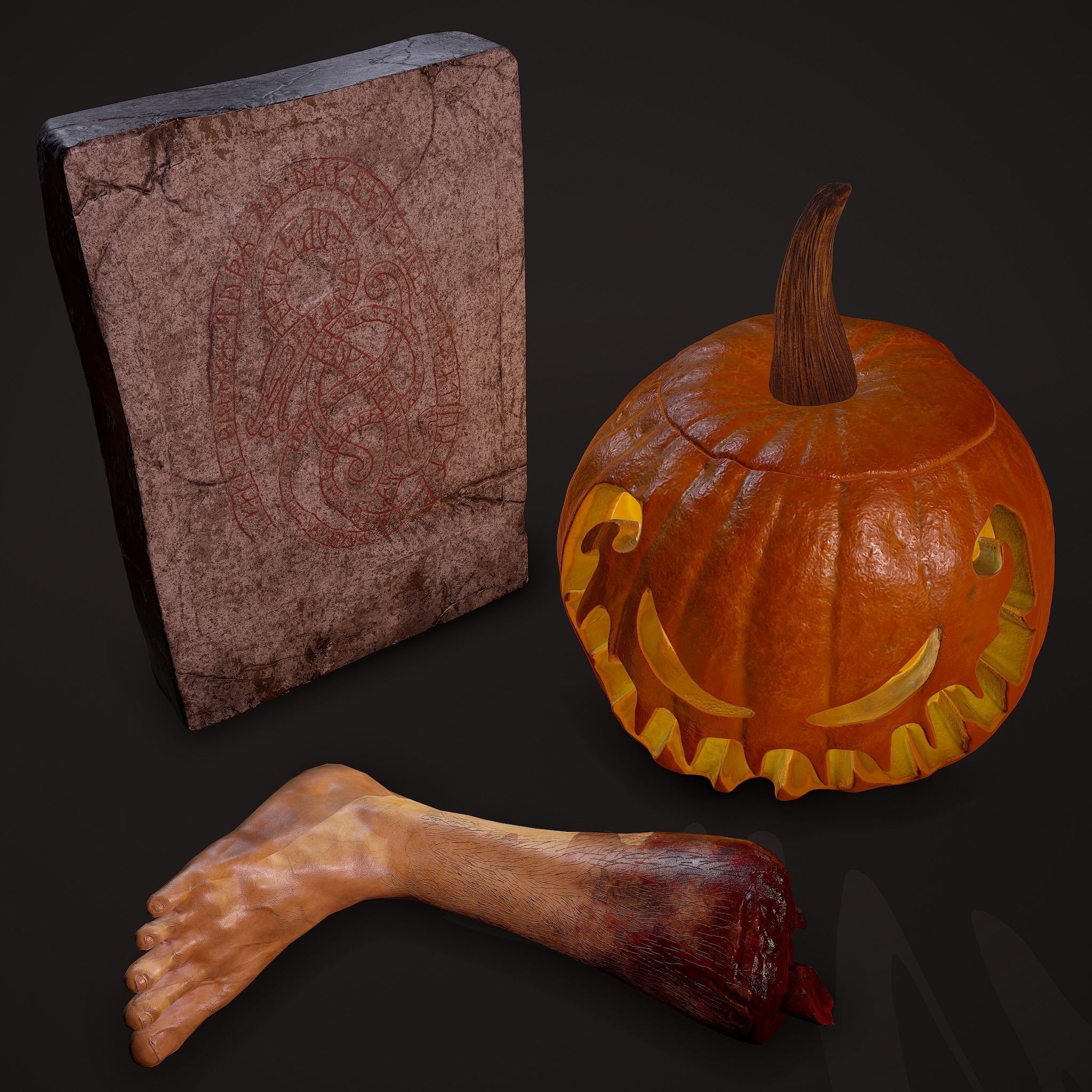 Halloween Props 3 Pack Horror Props 3D Model Collection_5